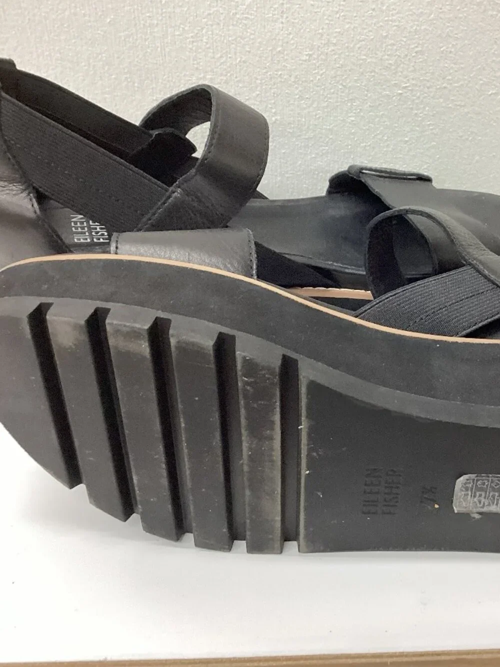 Eileen Fisher Luck Smooth Leather Wedge Sandal